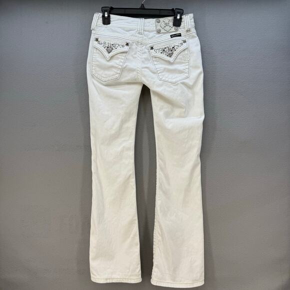 Miss Me Jeans Women's 26 (2) White Boot Cut Embellished Western Wear Summer - Picture 2 of 16